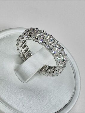 MOISSANITE 6.62 c.t.w Emerald Cut Band Ring Gorgeous Video